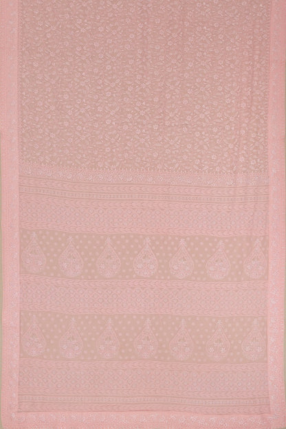 Lucknow Chikankari Georgette Baby Pink Ek Taar Saree