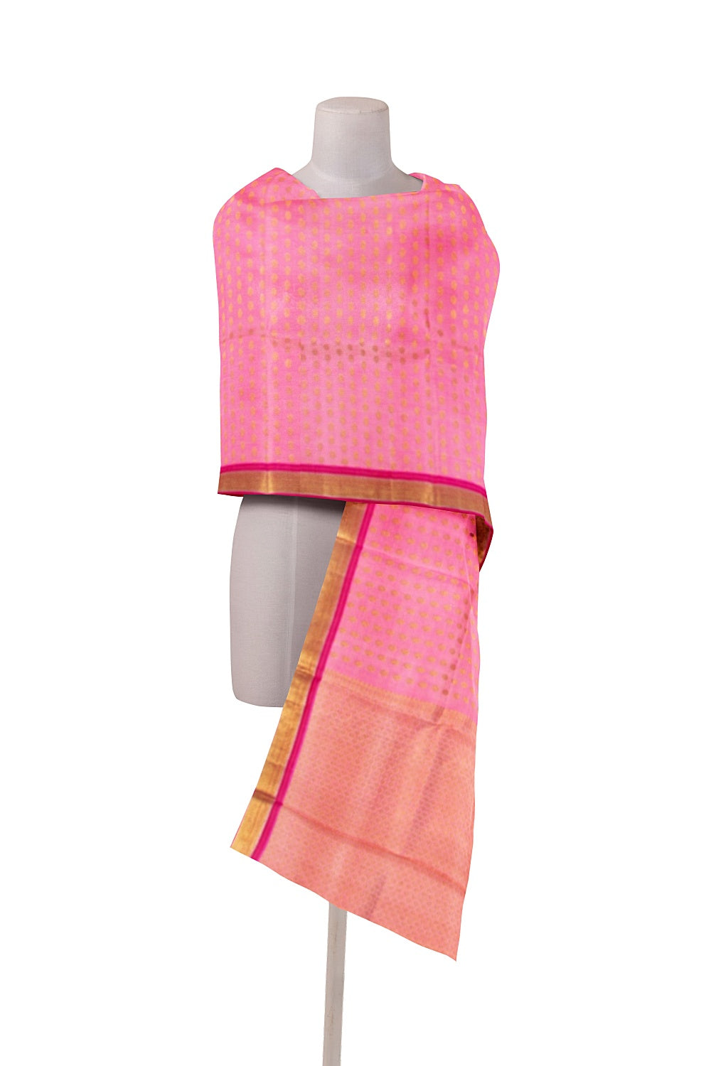 Kanchipuram Silk Brocade Pink Dupatta