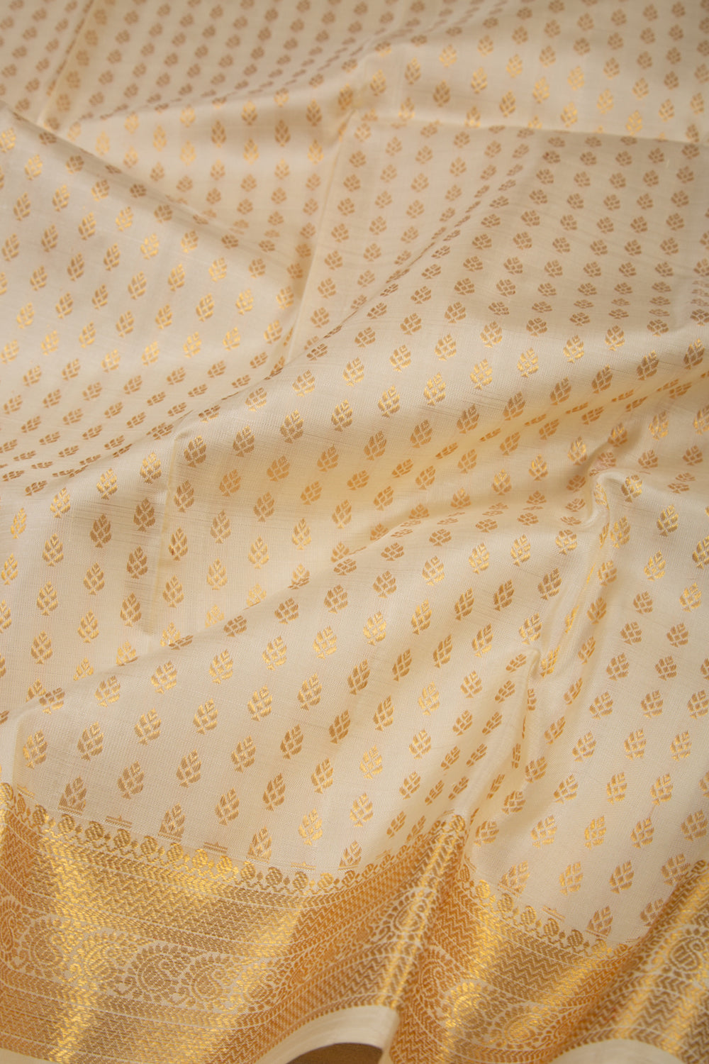 Kanchipuram Silk Brocade Cream Dupatta