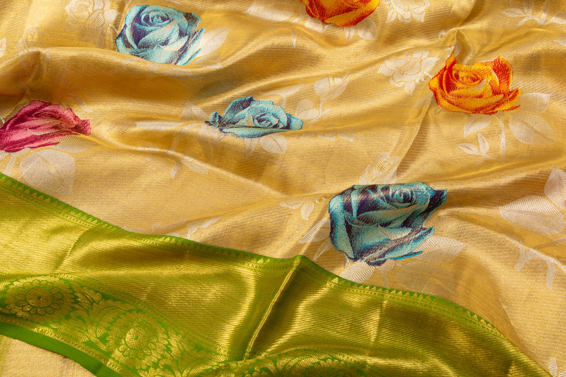 Kanchipuram Silk Tissue Brocade Gold Saree