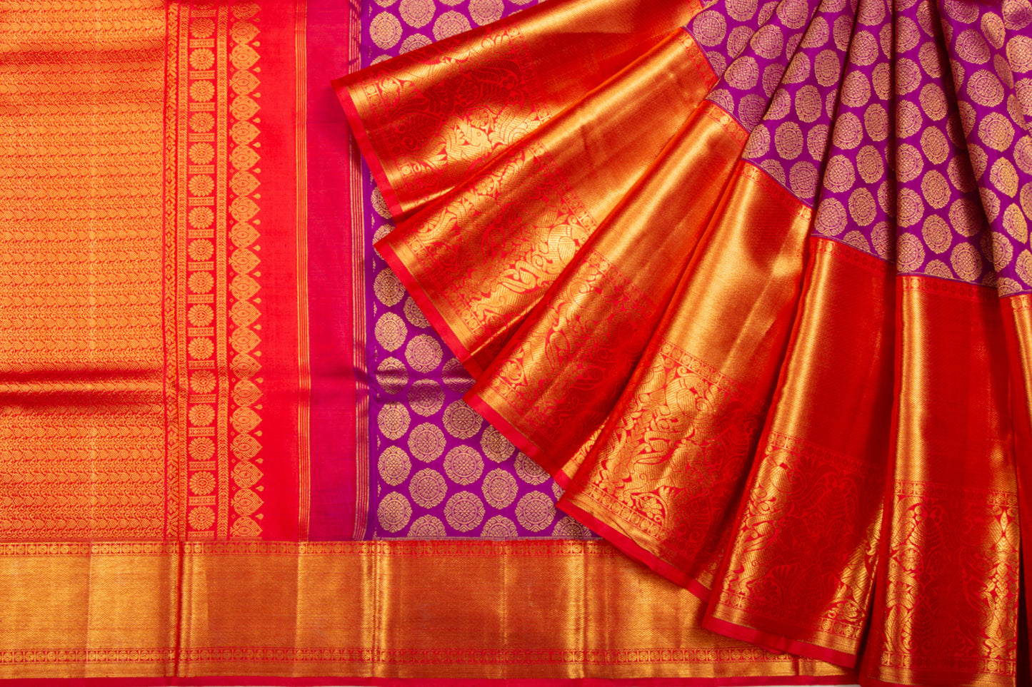 Kanchipuram Silk Brocade Purple Saree