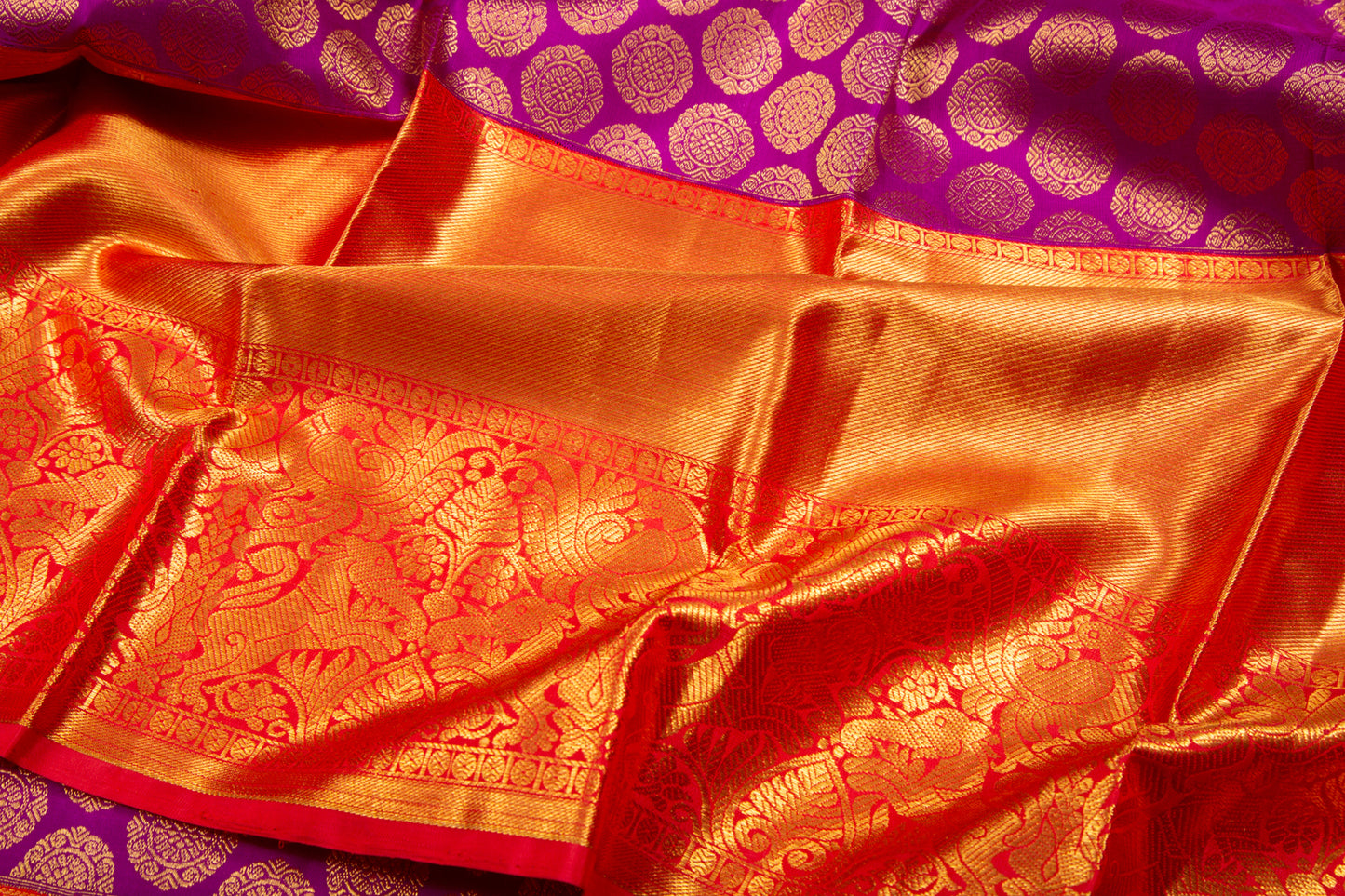 Kanchipuram Silk Brocade Purple Saree
