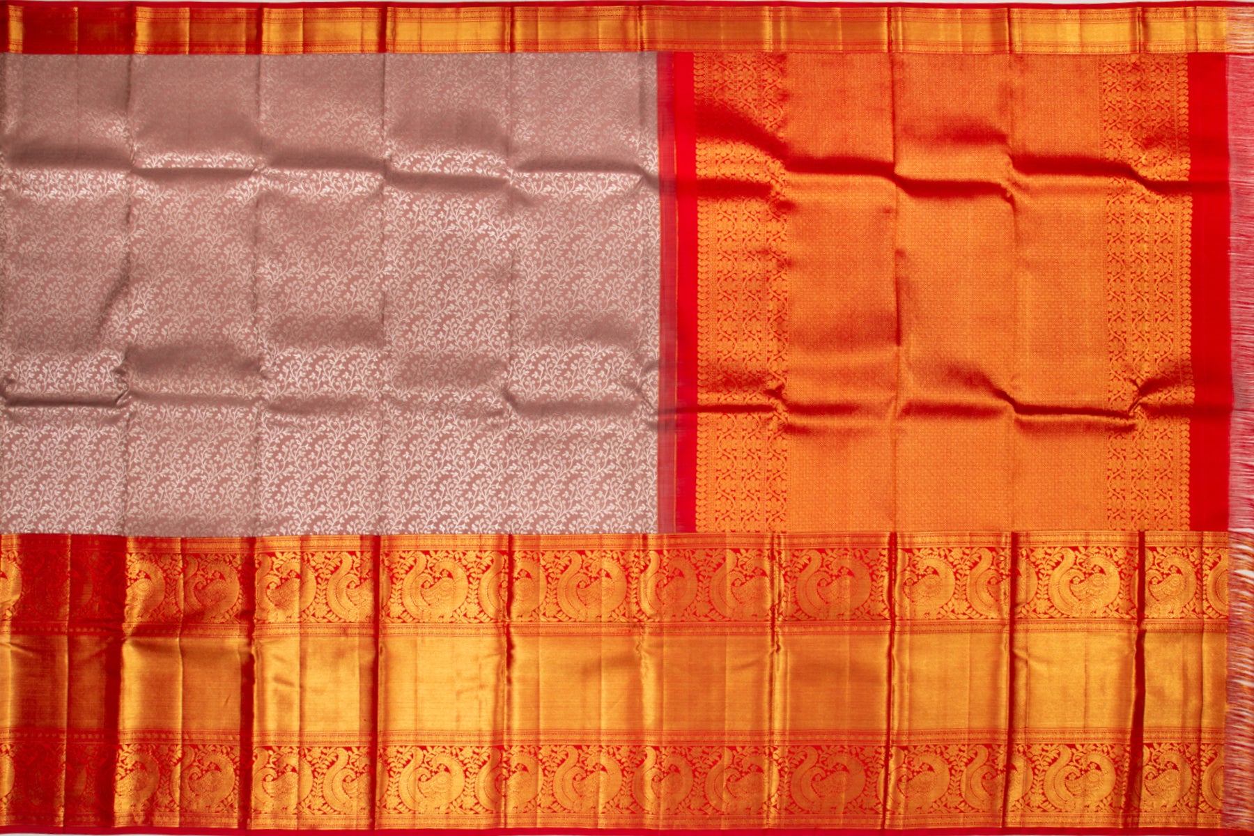 Kanchipuram Silk Brocade Snuff Saree
