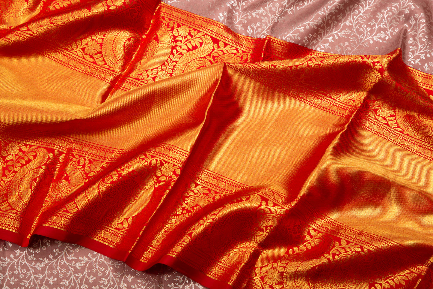 Kanchipuram Silk Brocade Snuff Saree