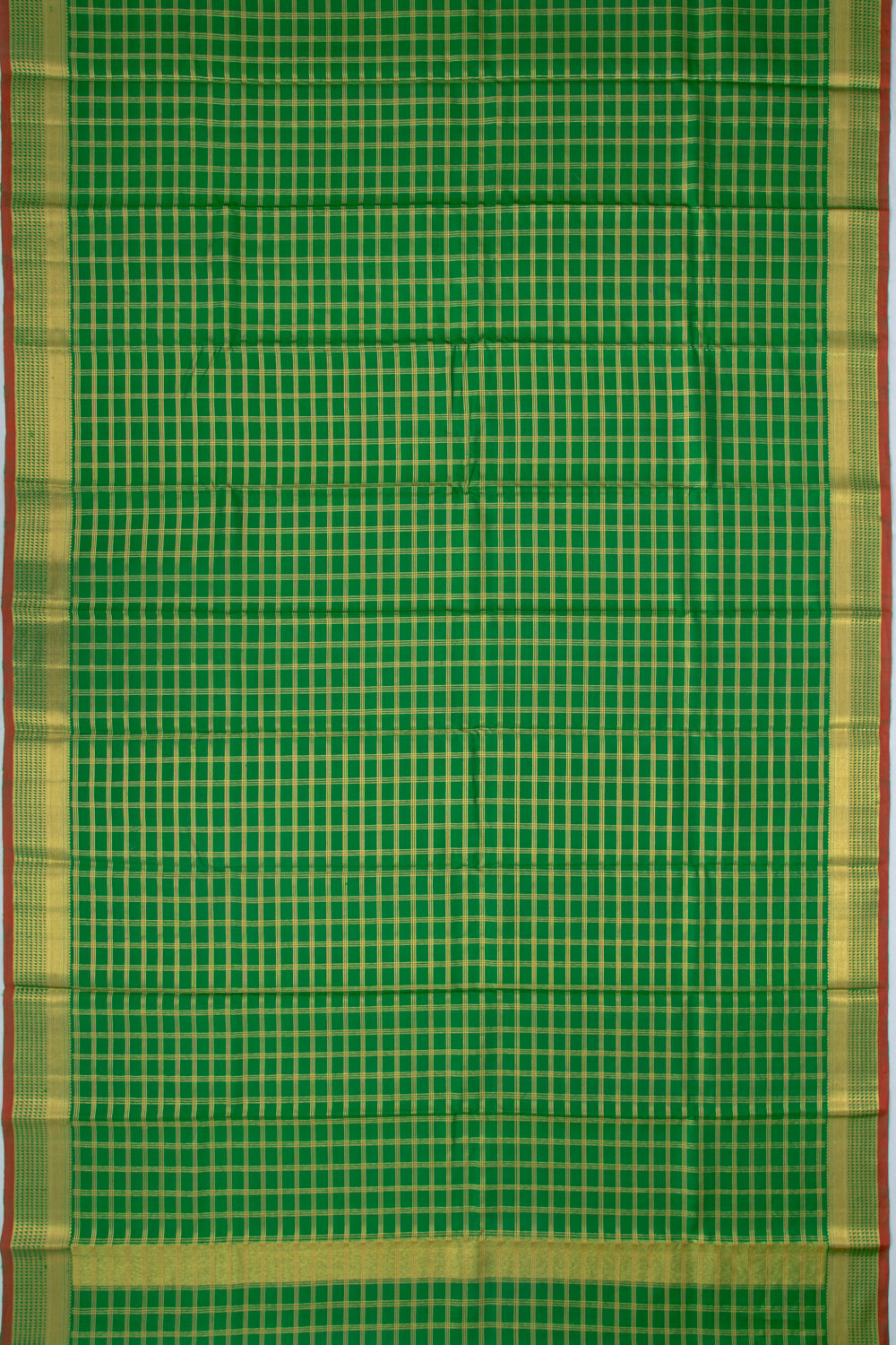 Kanchipuram Silk Checks Green Dhoti 9X3 Muzham