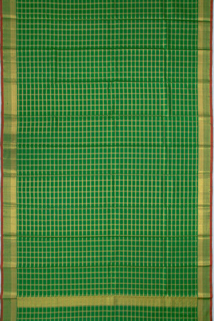 Kanchipuram Silk Checks Green Dhoti 9X3 Muzham