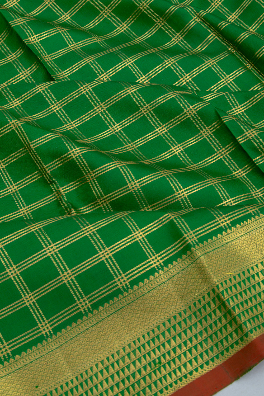 Kanchipuram Silk Checks Green Dhoti