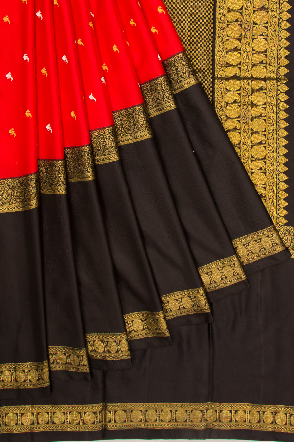Kanchipuram Silk Twill And Butta Red Saree
