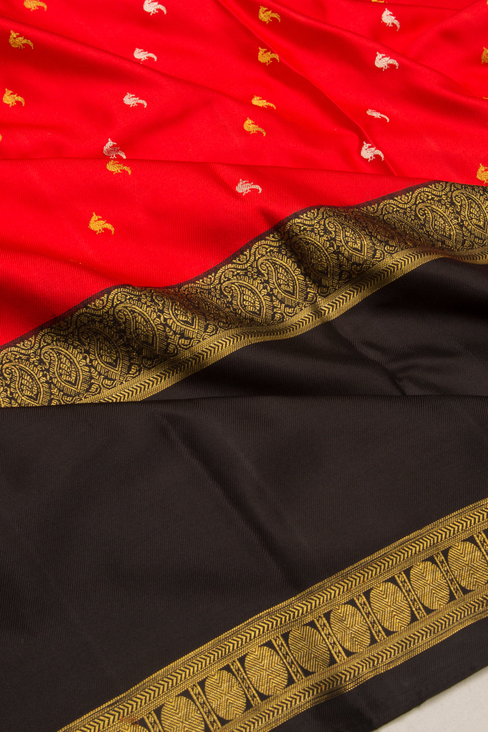 Kanchipuram Silk Twill And Butta Red Saree