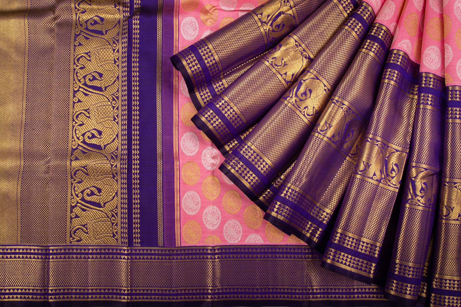 Kanchipuram Silk Tissue Butta Pink Saree