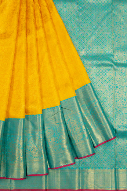 Kanchipuram Silk Brocade Yellow Saree