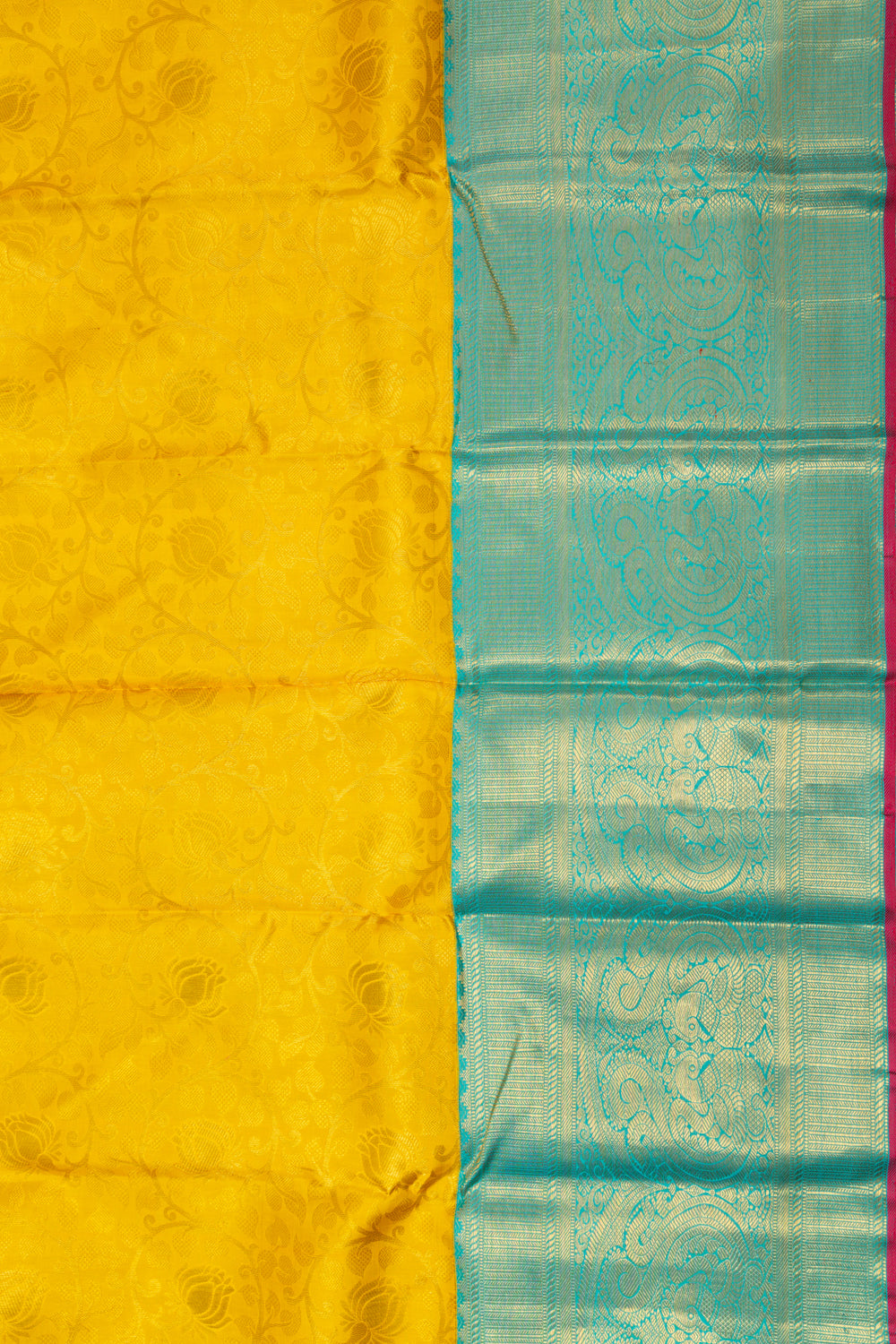 Kanchipuram Silk Brocade Yellow Saree