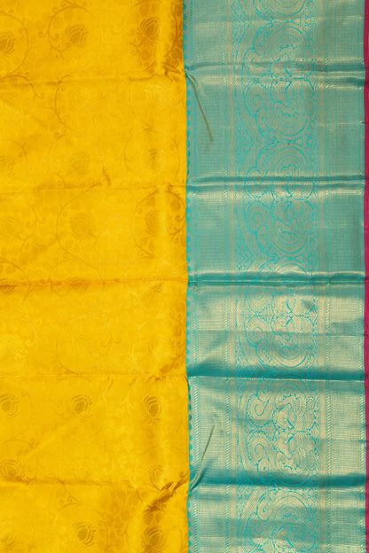 Kanchipuram Silk Brocade Yellow Saree