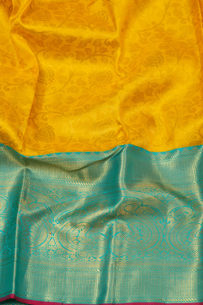 Kanchipuram Silk Brocade Yellow Saree