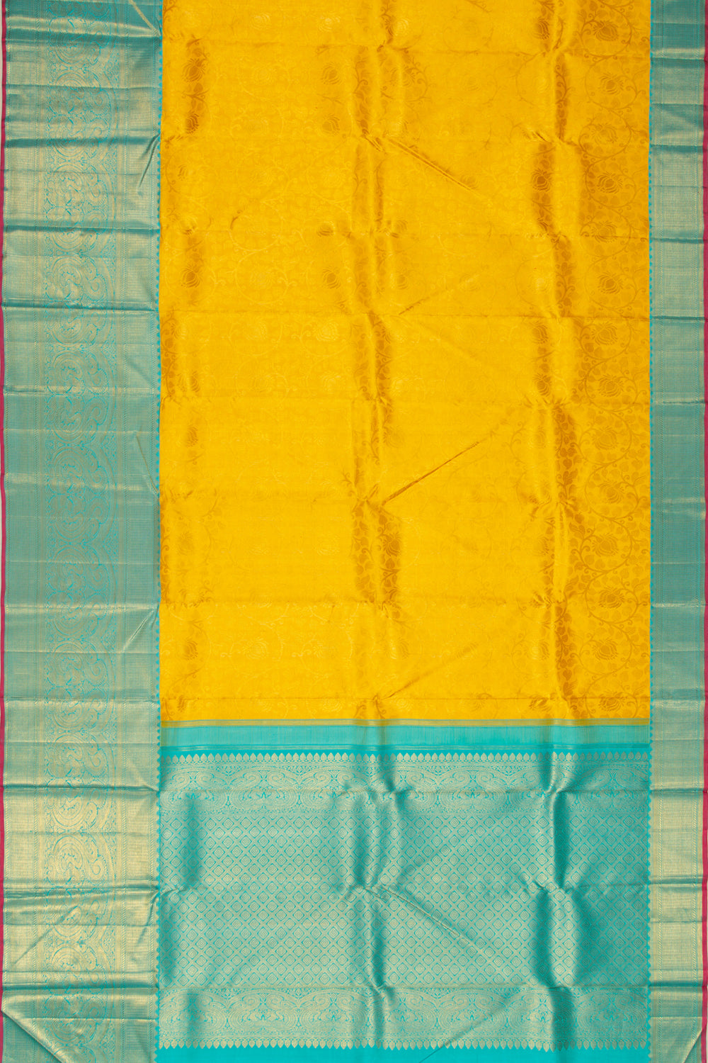 Kanchipuram Silk Brocade Yellow Saree