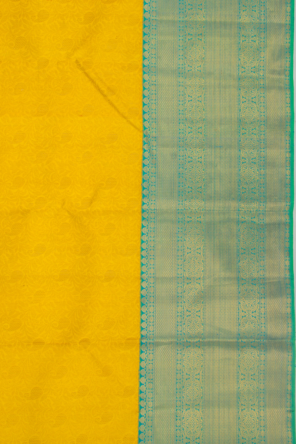 Kanchipuram Silk Brocade Yellow Saree