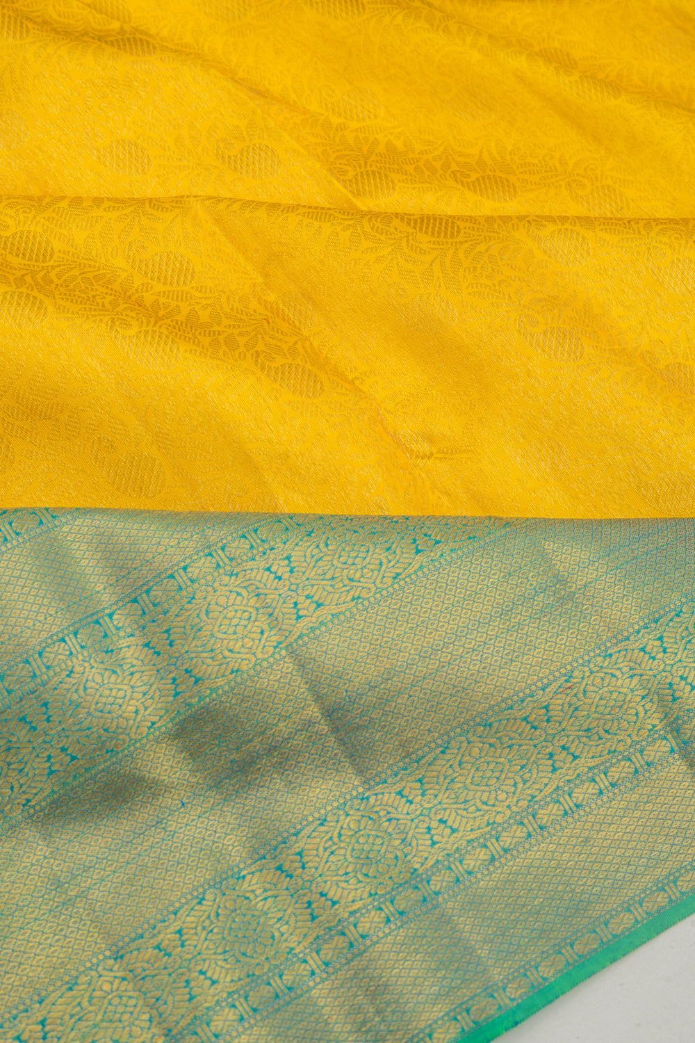 Kanchipuram Silk Brocade Yellow Saree