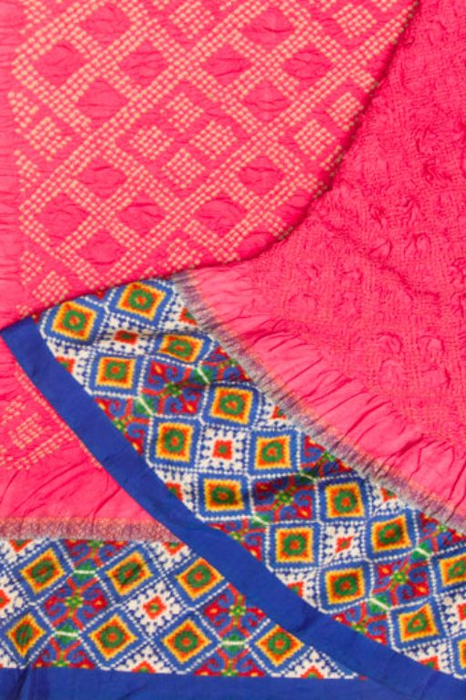 Patan Patola Silk Bandhani Pink Saree