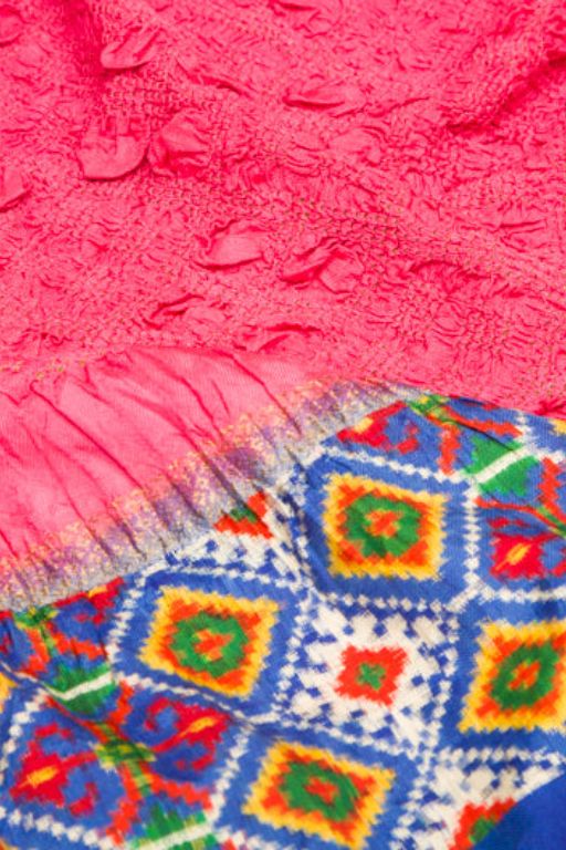 Patan Patola Silk Bandhani Pink Saree