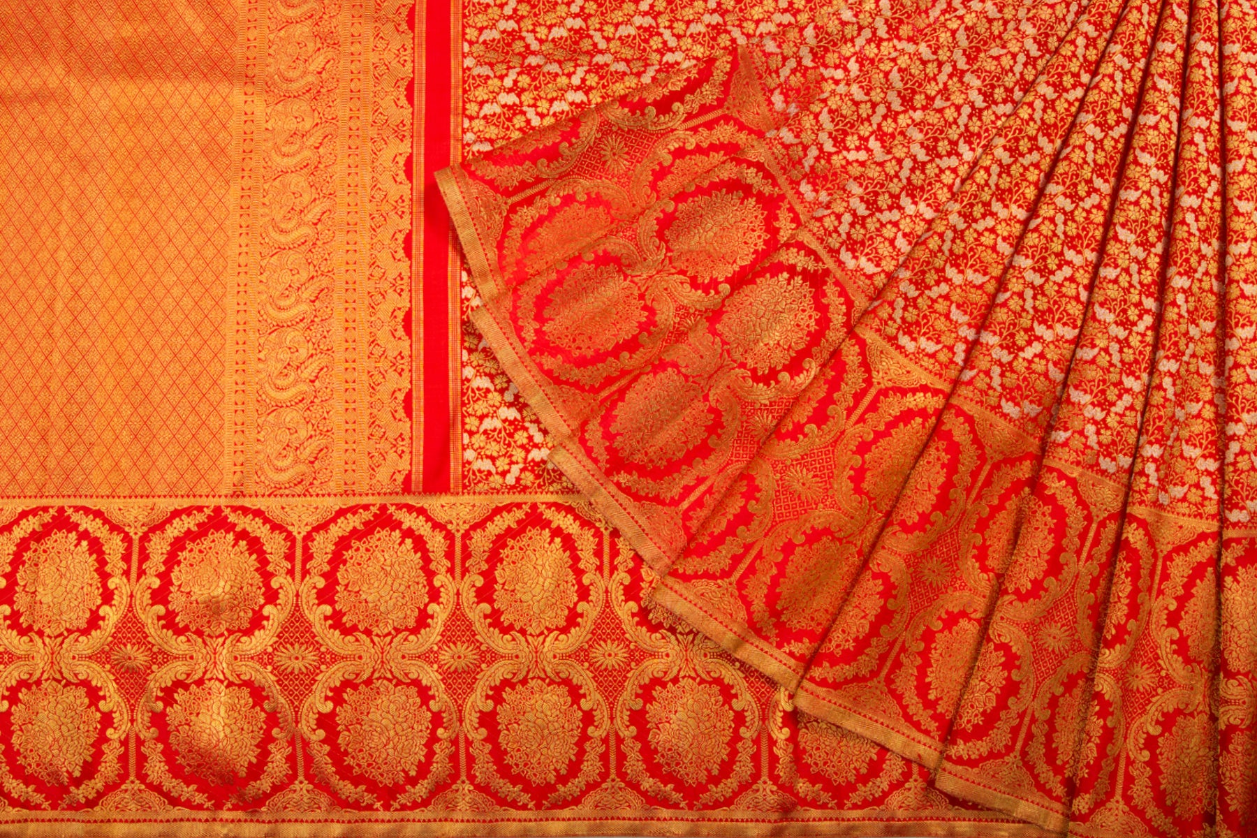 Kanchipuram Silk Jaal Red Saree