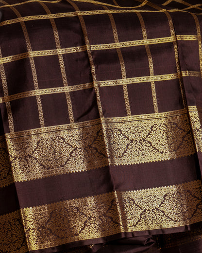 Kanchipuram Silk Checks And Butta Green Saree