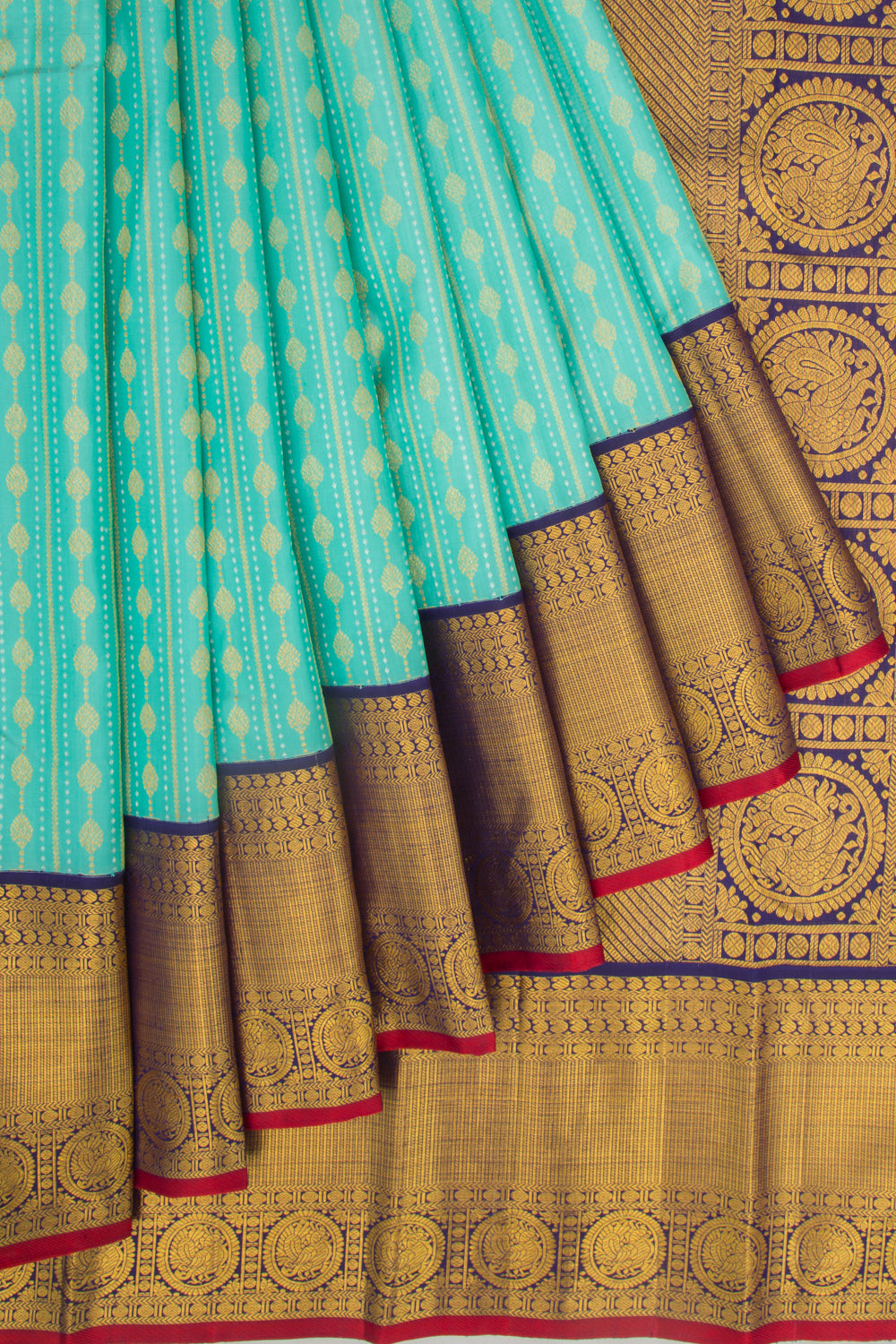 Kanchipuram Silk Brocade Sea Green Saree