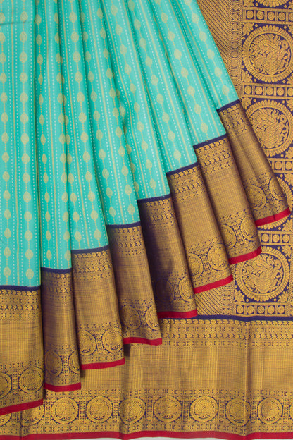 Kanchipuram Silk Brocade Sea Green Saree