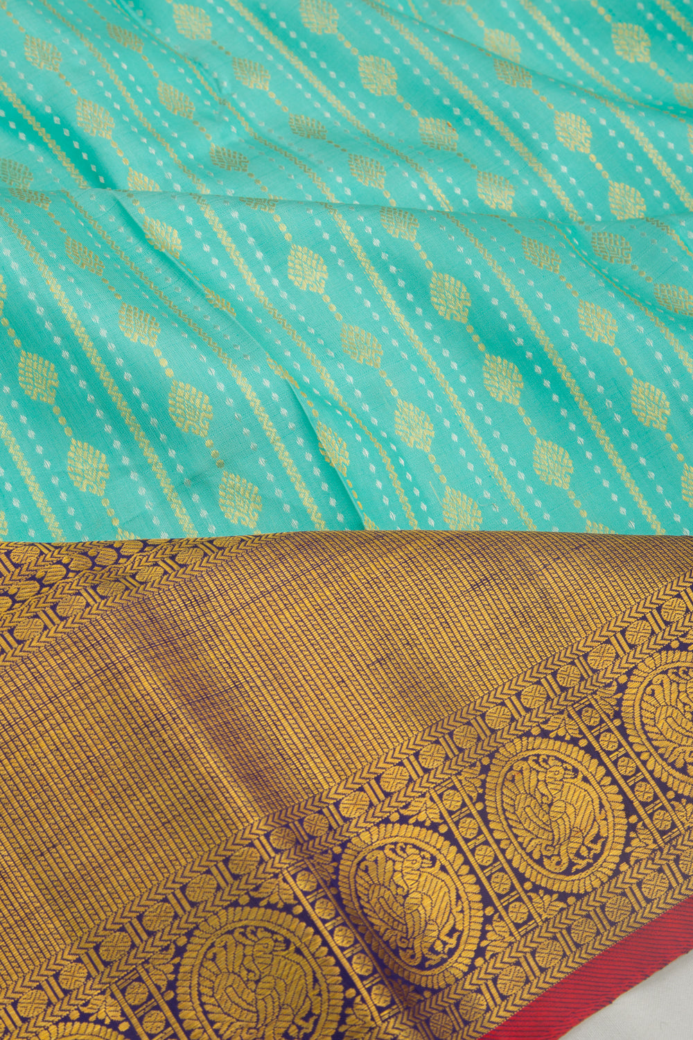 Kanchipuram Silk Brocade Sea Green Saree