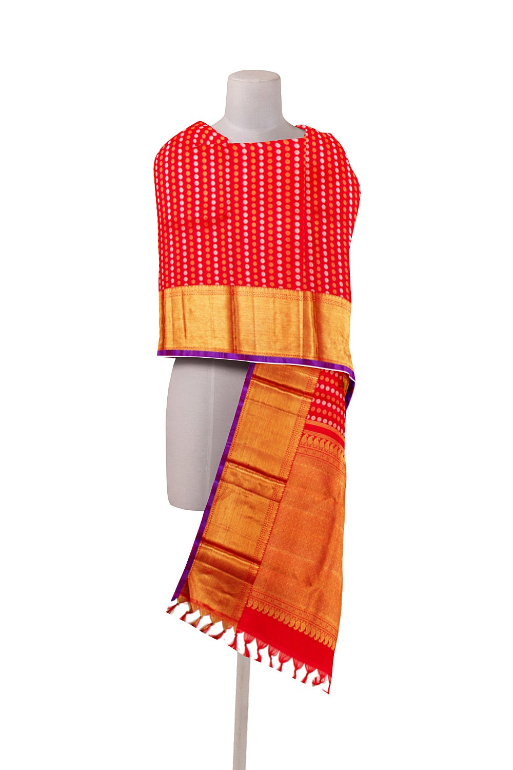 Kanchipuram Silk Brocade Red Dupatta