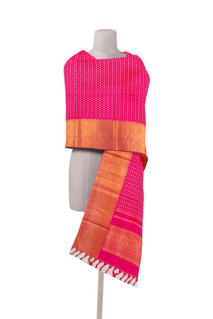 Kanchipuram Silk Brocade Pink Dupatta