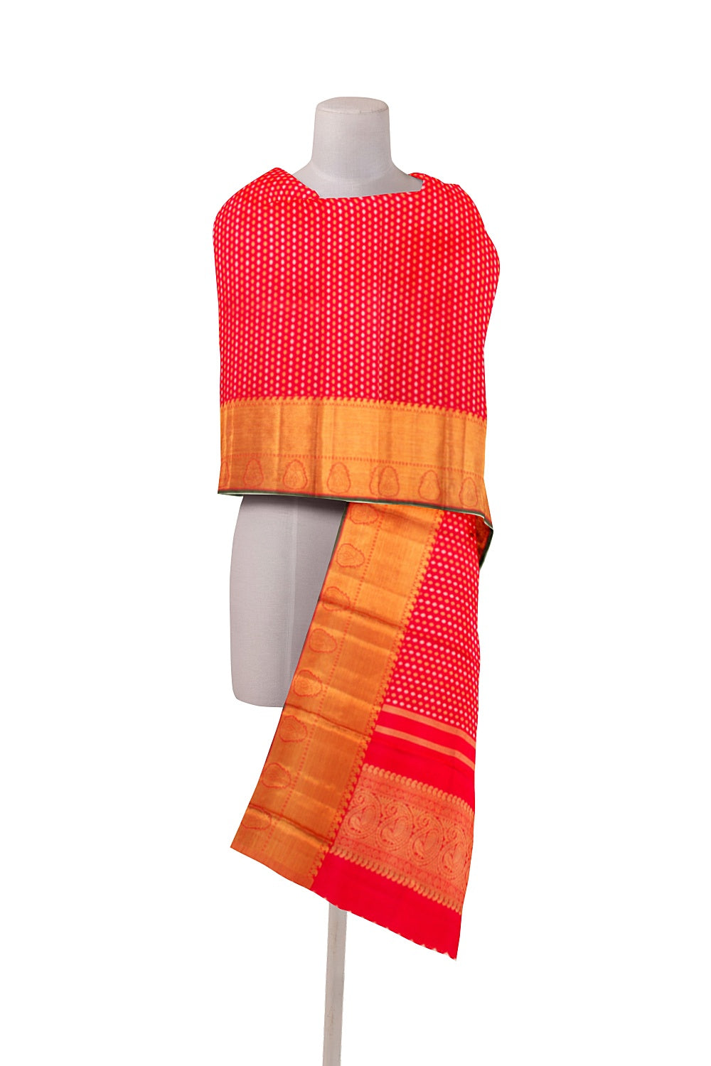Kanchipuram Silk Brocade Red Dupatta