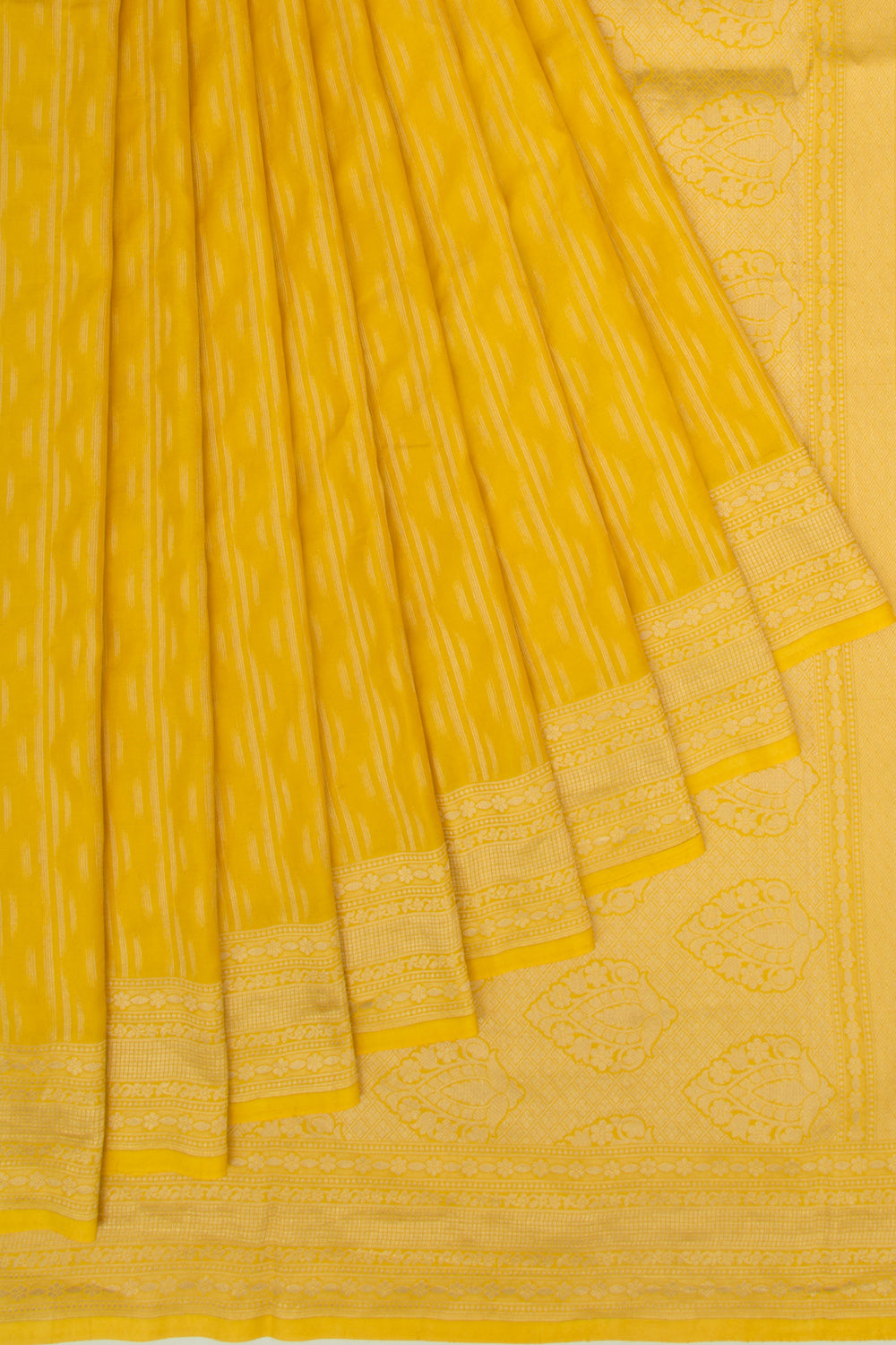 Banarasi Silk Vertical Lines Yellow Saree