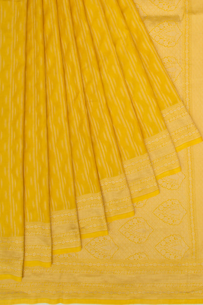 Banarasi Silk Vertical Lines Yellow Saree