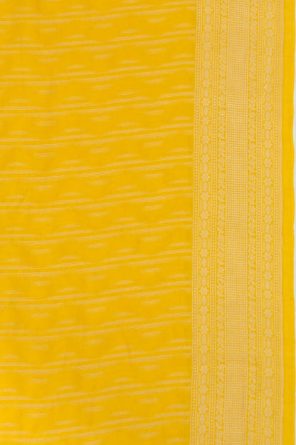 Banarasi Silk Vertical Lines Yellow Saree