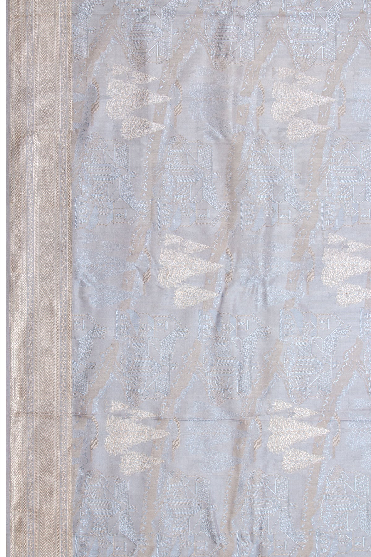 Banarasi Silk Tonchai And Butta Grey Dupatta
