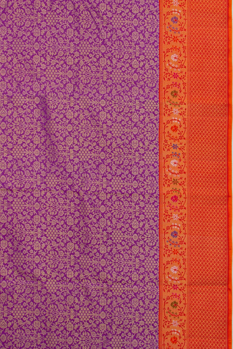 Kanchipuram Silk Brocade Purple Saree