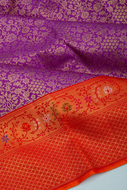 Kanchipuram Silk Brocade Purple Saree