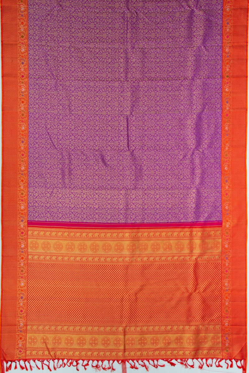 Kanchipuram Silk Brocade Purple Saree
