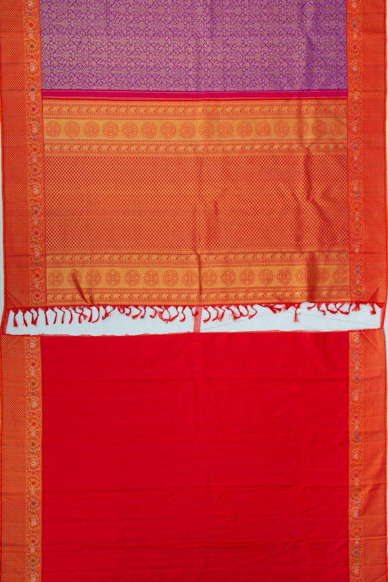Kanchipuram Silk Brocade Purple Saree
