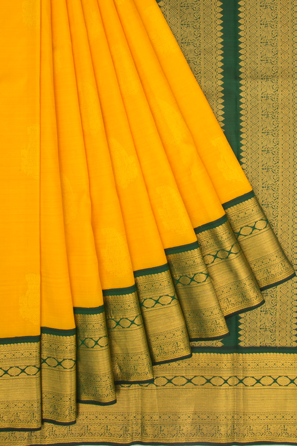 Kanchipuram Silk Butta Yellow Saree