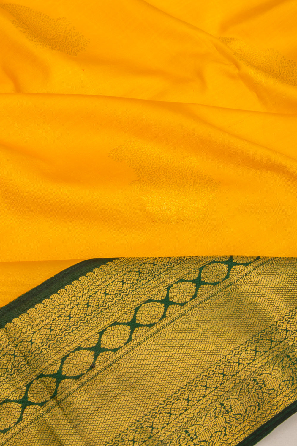 Kanchipuram Silk Butta Yellow Saree