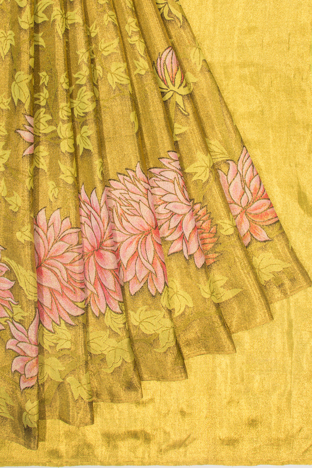 Kanchipuram Silk Tissue Brocade Gold Saree