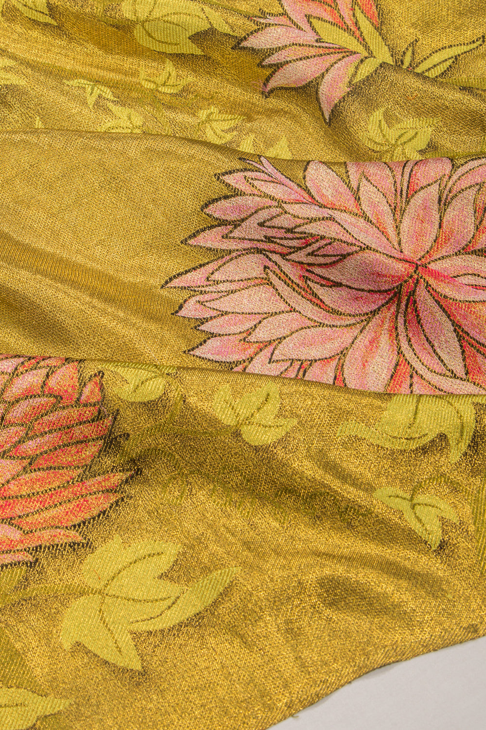 Kanchipuram Silk Tissue Brocade Gold Saree