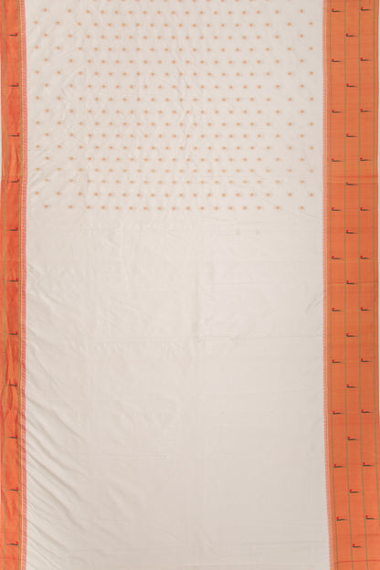Soft Silk Butta White Saree With Triple Muniya Border