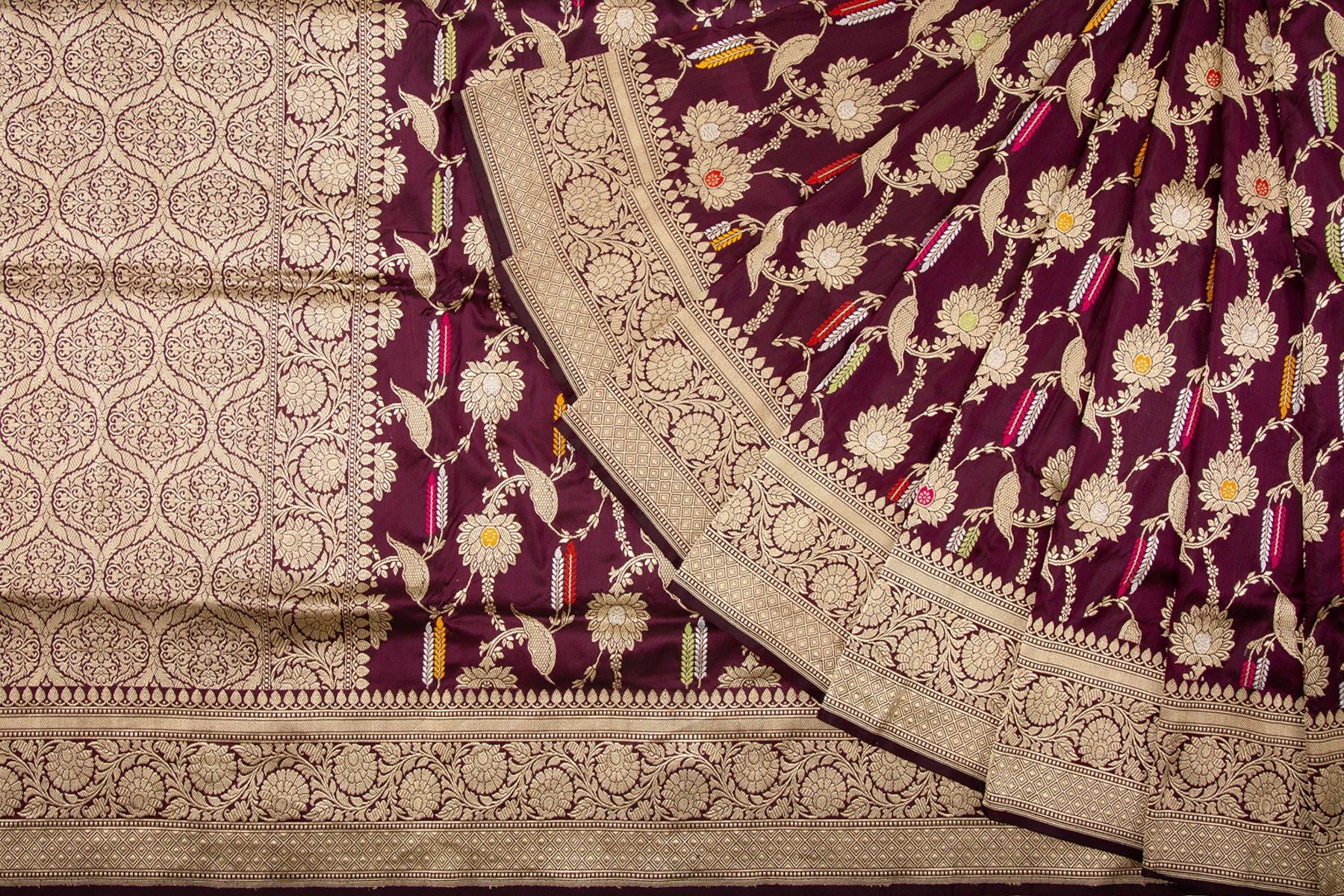 Banarasi Silk Kadwa Jaal Plum Purple Saree