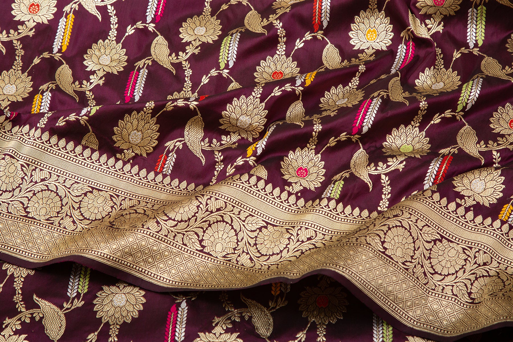 Banarasi Silk Kadwa Jaal Plum Purple Saree