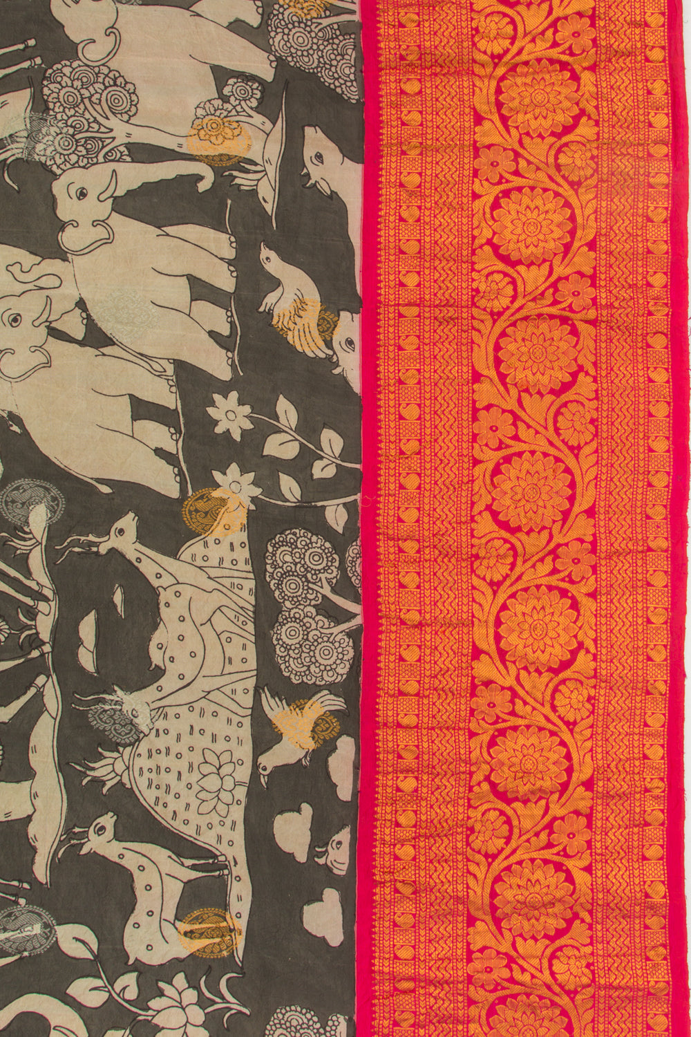 Kanchipuram Silk Kalamkari Black Saree