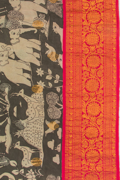 Kanchipuram Silk Kalamkari Black Saree