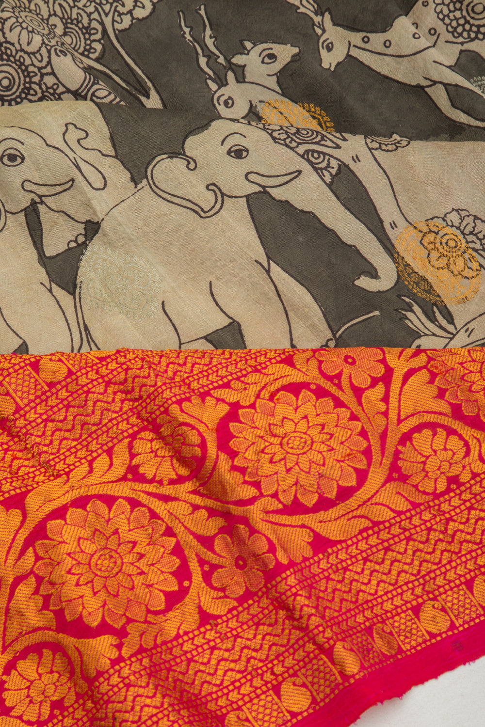 Kanchipuram Silk Kalamkari Black Saree