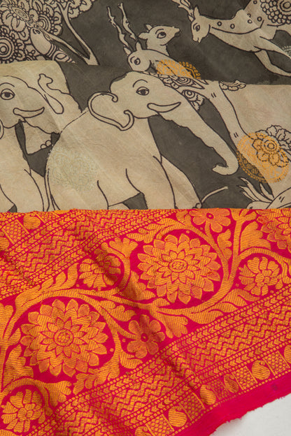 Kanchipuram Silk Kalamkari Black Saree